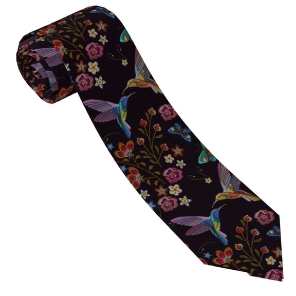 Vsdgher Humming Bird Print Ties for Men 4.7" Formal Necktie Wedding Accessory Men's Business Ties for Wedding Bussiness Work