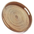 thumbnail image 1 of Rattan Serving Tray, Hand-Woven Ottoman Tray with Handles, Natural Wood Home Decor for Kitchen & Living Room - 30cm Round, 1 of 5