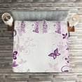 thumbnail image 2 of Ambesonne Violet Quilted Coverlet 3 Pcs, Swirling Flowers Wild, Queen Size, Violet, 2 of 2