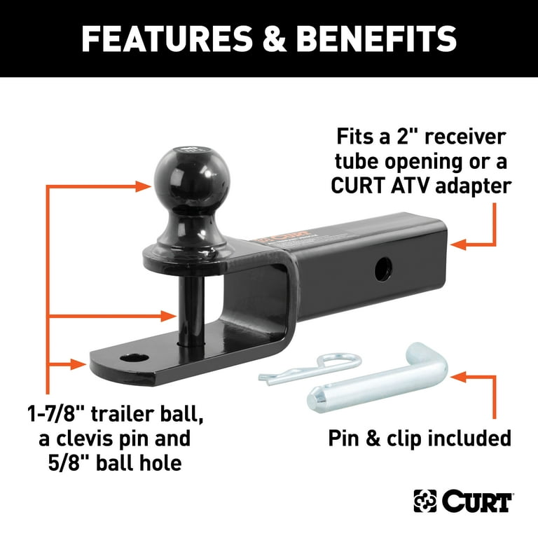 CURT Multi-Ball Trailer Hitch Ball Mount, 1-7/8, 2, 2-5/16-Inch