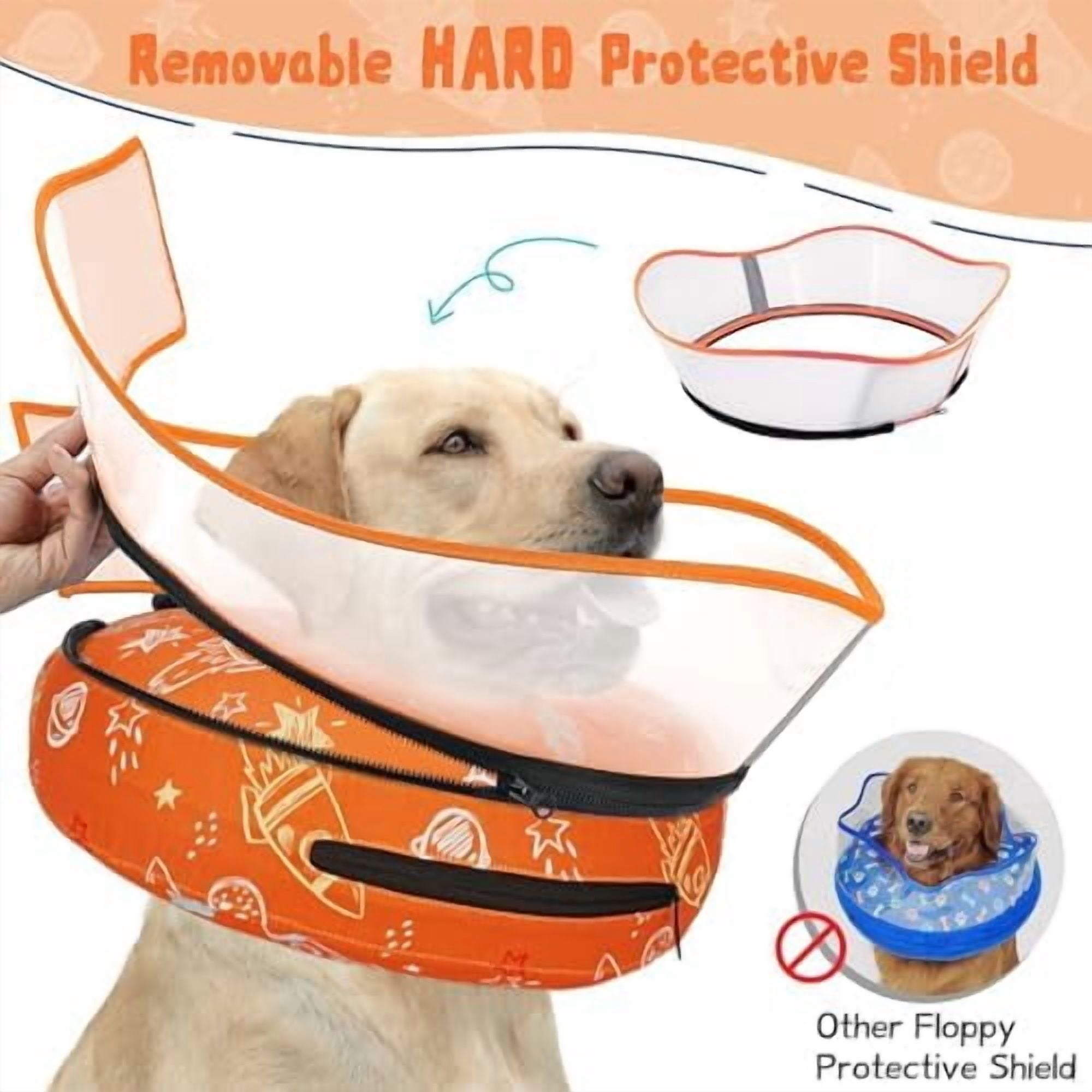 Elevated Inflatable Dog Cone Collar to Stop Licking, Dog Donut Collar After Surgery, Soft Dog Cone Alternative for Small Medium Large Dogs Orange,XL(Neck 14"-18")