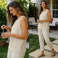 thumbnail image 4 of POROPL Women's Tank Top,Loose Fit Sleeveless Crew Neck Tops with Side Slit,Size S-3XL, 4 of 7