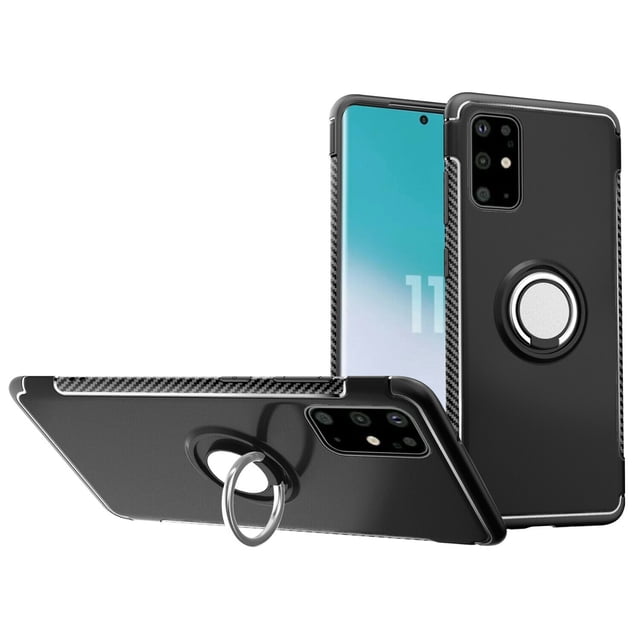 Pour Samsung Galaxy S20 Plus Étui avec Support Anneau Double Couche Antichoc Étui de Protection avec Support Anneau Intégré Rotation à 360 Degrés pour Samsung Galaxy S20 Plus 6.7 Pouces (Noir)