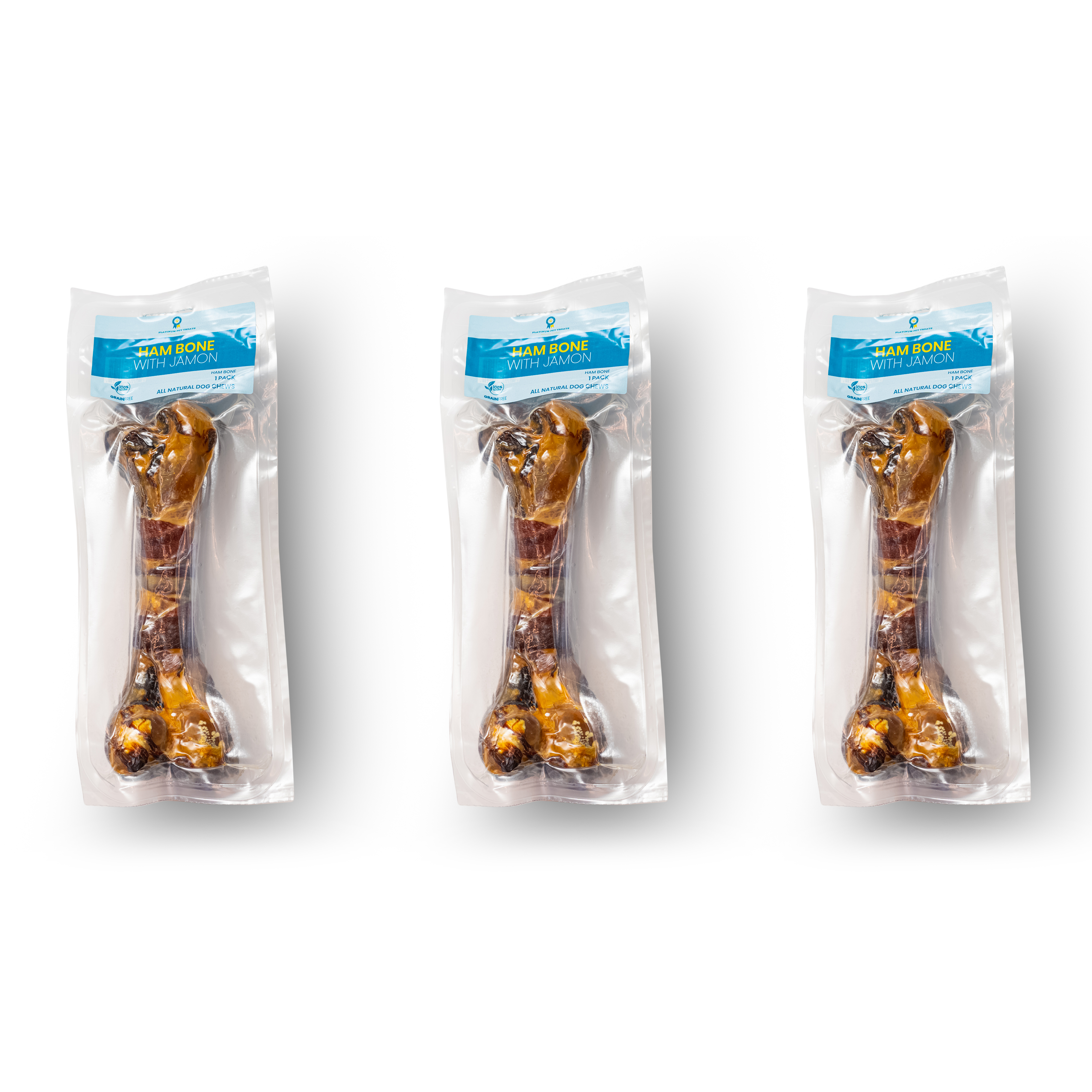 Platinum Pet Treats, Ham Bone with Jamon, All Natural Dog Chew, Made in