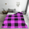 thumbnail image 5 of Zufioo Purple Black Buffalo Plaid Fleece Blanket Queen Size,Plush Bed Blanket,Ultra Soft Throw Blanket,Plush Fuzzy Cozy Blanket Perfect for Bed,Couch-80"x60", 5 of 7