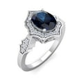 thumbnail image 2 of SuperJeweler 1 1/2 Carat Oval Shape Created Sapphire and Halo Diamond Ring In Sterling Silver For Women, 2 of 5