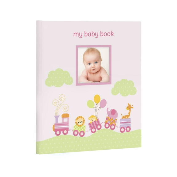 Lil Peach Animal Train Baby Memory Book, Cherish Every Precious Moment of Your Baby's First Years, Pink, Jungle Jane