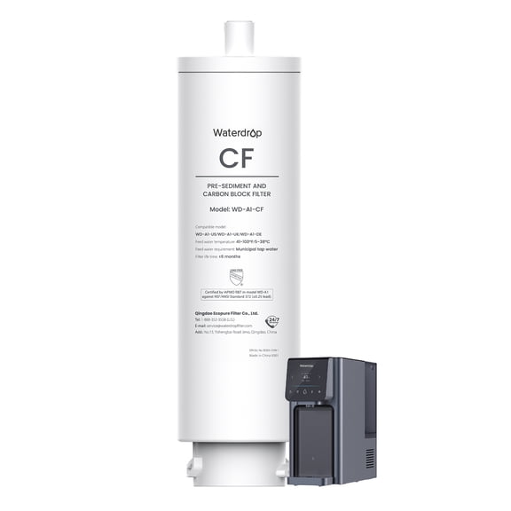 Waterdrop A1-CF Filter, Replacement for WD-A1 Countertop Reverse Osmosis Hot and Cold water Dispenser, 6-month Lifetime