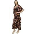 thumbnail image 2 of Bimba Long Dress Caftan Drawstring Black Gown Nightdress Kaftan Casual Dress-4, 2 of 5