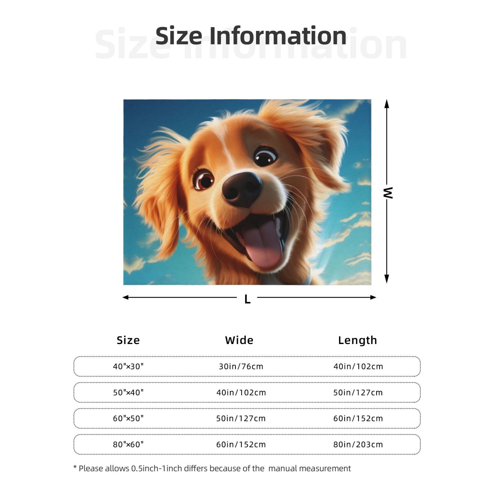Throw Blanket for Couch - Blue Sky Cute Dog Soft Comfy Lightweight Cozy Warm Throw Blanket, Fuzzy Plush Flannel Blanket & Throws for Sofa and Bed All Season