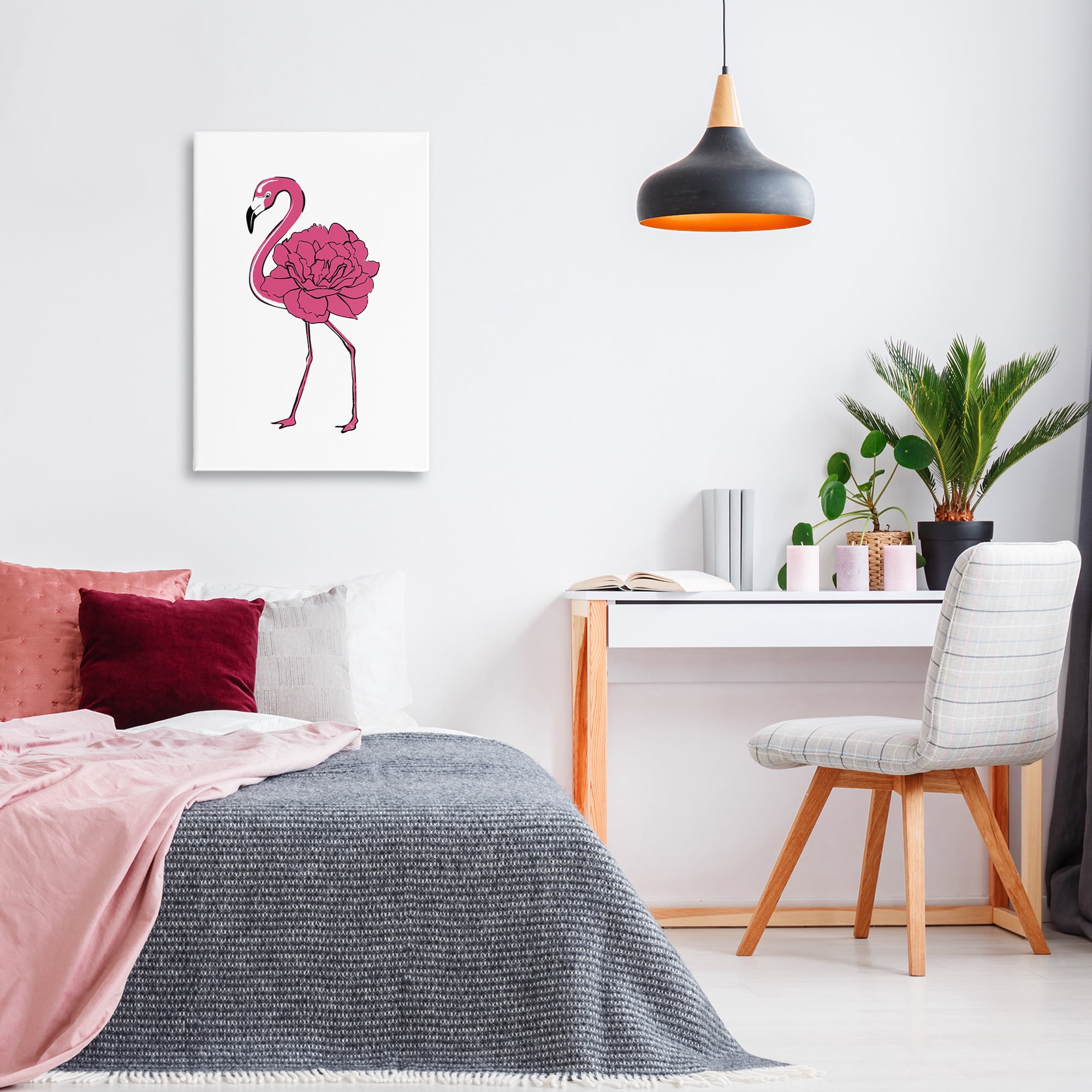 Stupell Industries Flamingo Rose Petal Body Animals & Insects Painting Gallery Wrapped Canvas Art Print Wall Art, 20 x 30