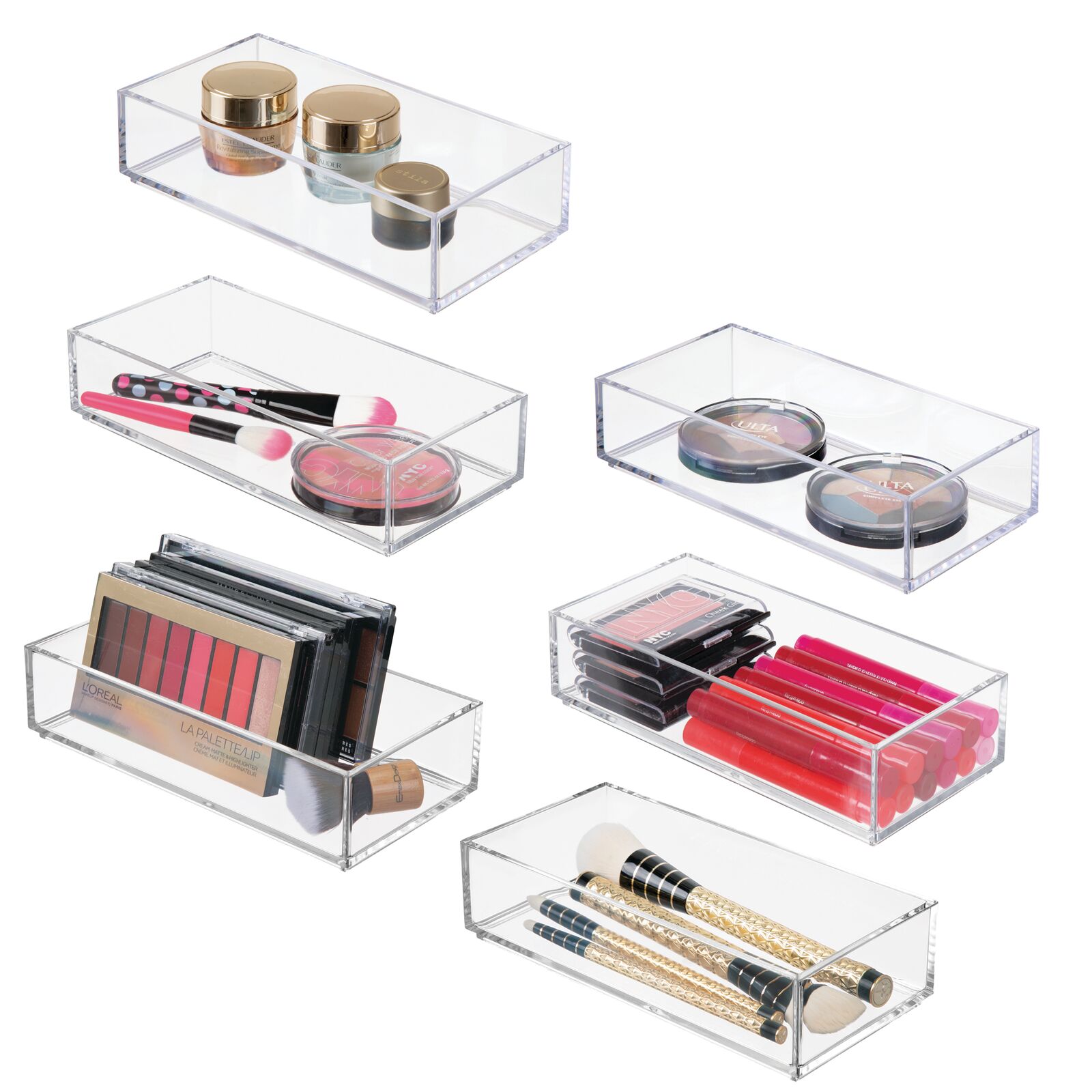 mDesign Plastic Beauty Organizer Bin for Bathroom Drawers, Vanity, or Countertops, Storage for
