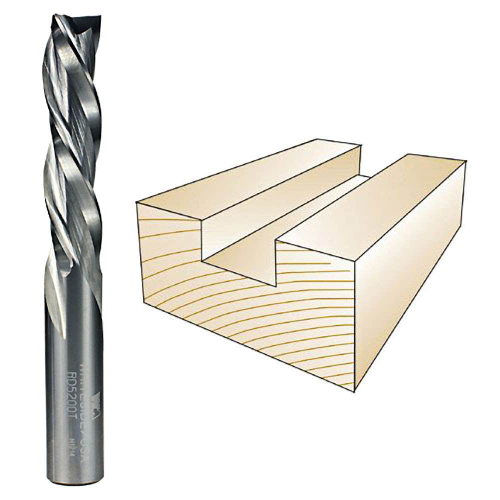 Down Cut Solid Carbide 1/2-Inch Cutting Diameter and 2-Inch Cutting Length Whiteside Router Bits RD5200T Three Flute with Spiral Bit 