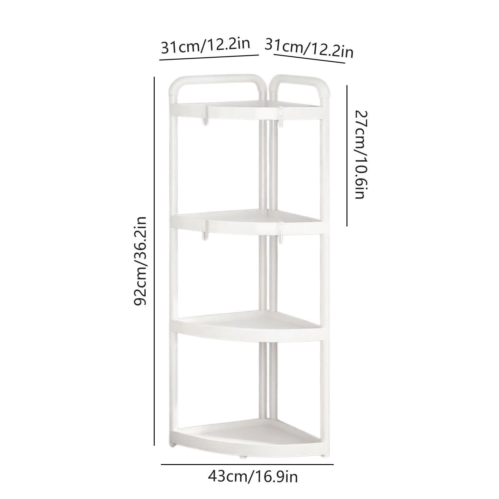 Ovzne 4-Tier Corner Shower Shelf – 36.2 X 16.9 X 12.2 Inches Plastic Shower Organizer, Adjustable Bathroom Rack With Stable Design For Shampoo, Conditioner More