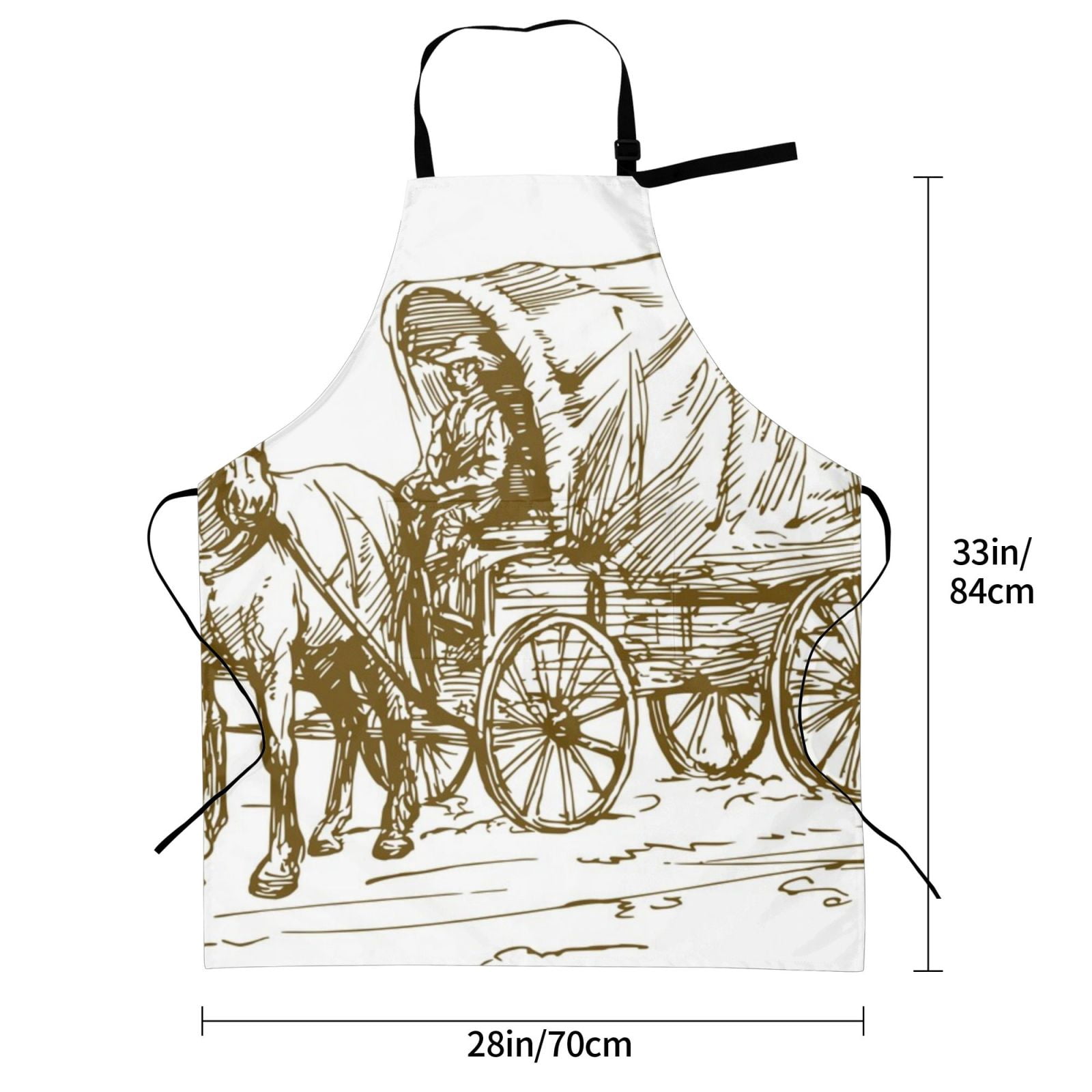 Kdxio Western Scenery With Old Wagon Apron with Pockets Adjustable Kitchen Aprons for Men Women Waterproof Aprons for Cooking,Drawing,Crafting, Baking Household Cleaning