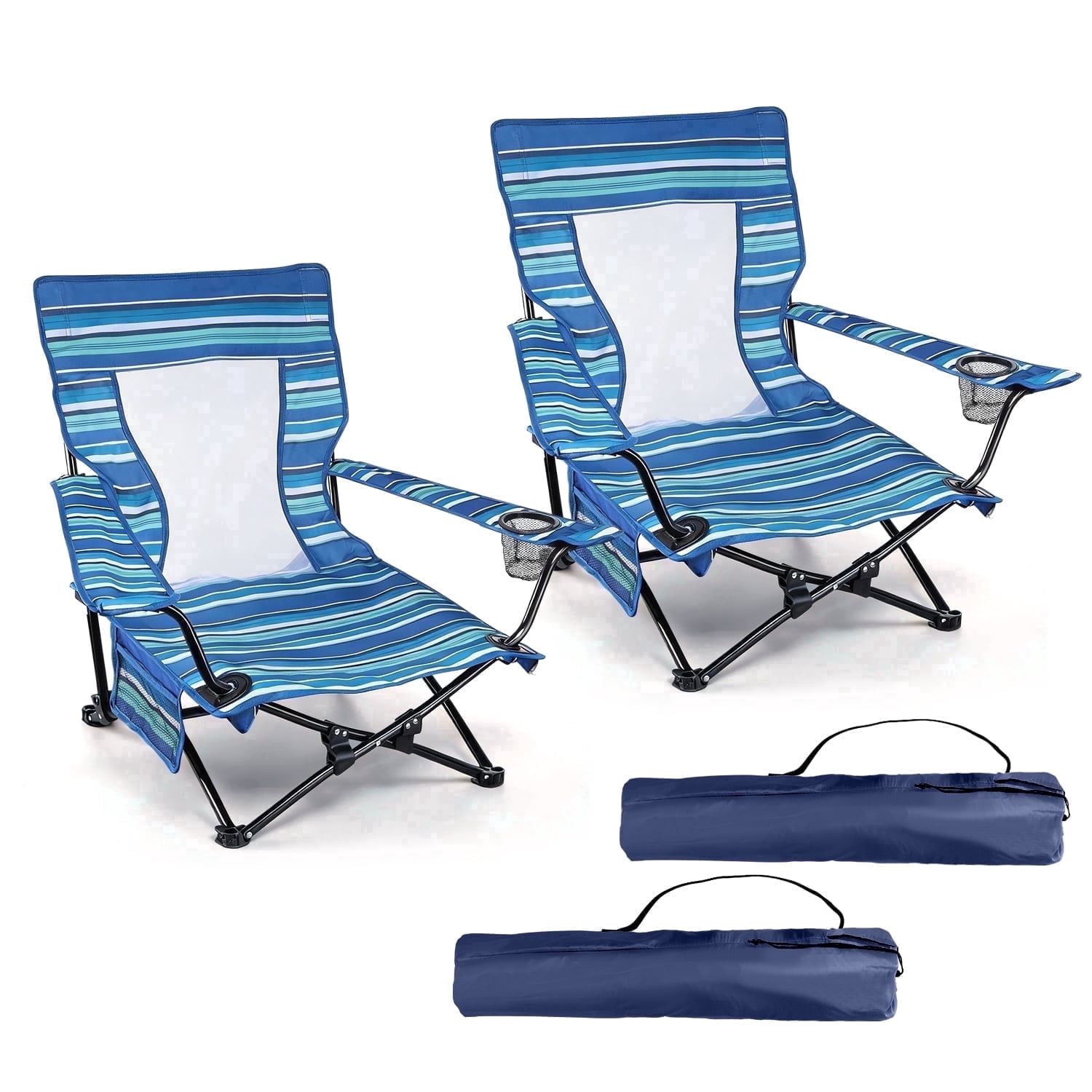 Ktaxon, Patio Folding Web Lawn Chair Set, 2 Pack, Light Blue