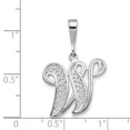 thumbnail image 2 of Beautiful 14k White Gold Solid Polished Filigree Initial W Pendant, 2 of 2