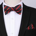 thumbnail image 6 of HISDERN Suspender and Bow Tie Sets for Men Red Black Striped with Pocket Square Set 6 Clips Braces, 6 of 7