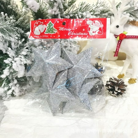 

Christmas decorations gold pink five-pointed star powder blowing five-pointed star six-color optional plastic five-pointed star