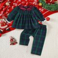 thumbnail image 2 of yboeqw Fall Outfit Set for Toddler Girls Plaid Velvet Long Sleeve T-Shirt Casual Pant 2Piece Set,Size 6-12 Months, 2 of 5