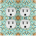 thumbnail image 1 of Metal Light Switch Plate Cover Mandala Teal Flower Tile Pattern MDL013, 1 of 13