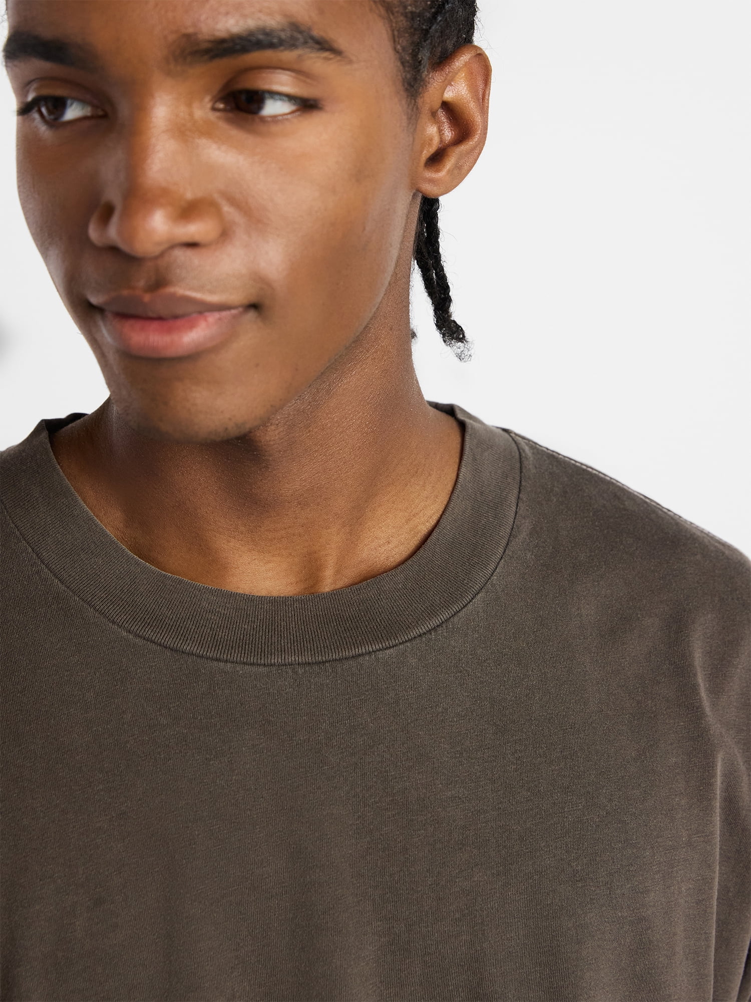 No Boundaries Cotton Oversized Cropped Tee with Short Sleeves, Men's and Big Men's XS-5XL