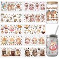 thumbnail image 1 of 10 hojas de calcomanías de transferencia de PVC con temática de animales de café, UV, DTF, para vasos de vidrio de 16 oz, capibara, gato, perro, perezoso, 1 of 7