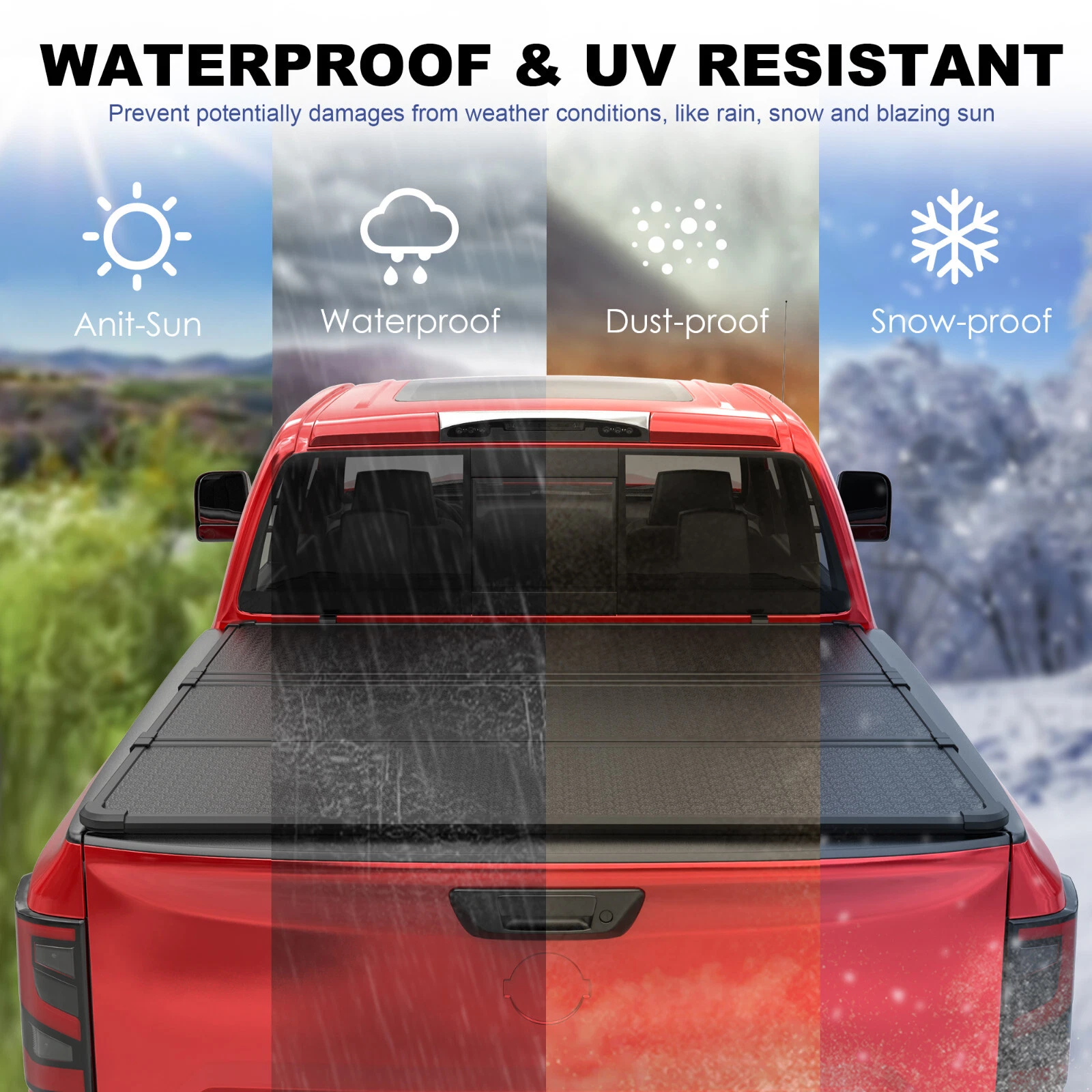 MOSTPLUS 3-Fold 5FT Hard Solid Truck Bed Cover for 2006-2026 Nissan Frontier Tonneau Cover