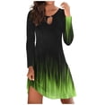 thumbnail image 1 of ICHUANYI Liquidación Vestido de manga larga para mujer con cuello redondo y estampado corto ICHUANYI WER202308257612, 1 of 4