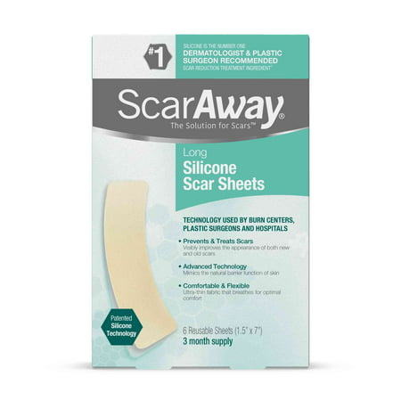 Scaraway Silicone Scar Sheets, Long, 6 Reusable (Best Silicone Scar Sheets For Tummy Tuck)
