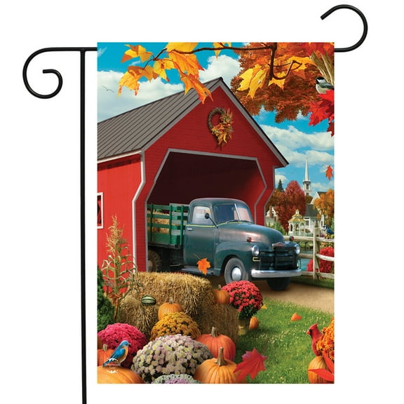 Briarwood Lane Harvest Bridge Autumn Garden Flag