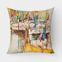Carolines Treasures JMK1238PW1818 Pelicans and Sailboats Canvas Fabric Decorative Pillow 18H x18W multicolor