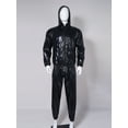 thumbnail image 4 of Nyeemya Mens Womens PVC Exercise Workout Sauna Suit Long Sleeve Zipper Drawstring Hooded Jacket Black XL, 4 of 7