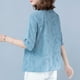 thumbnail image 4 of Vestidos Casuales Para Mujer, Blusas De Mujer De Moda Camiseta de lino y flores bordadas para mujer, de verano, de manga corta, holgada, con cuello redondo, 4 of 4