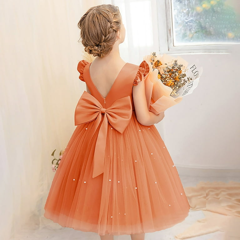 satin flower girl dress Elegant Baby Girl White Satin Flower Girl Dress Toddler First Birthday Dress main image 1