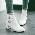 thumbnail image 2 of Caqnni 2024 New Women's Boots Ankle Boots Suede Boots for Women Stacked Heel Booties Fahsion Retro Boots for Women Leather Short Boots (8,White), 2 of 6