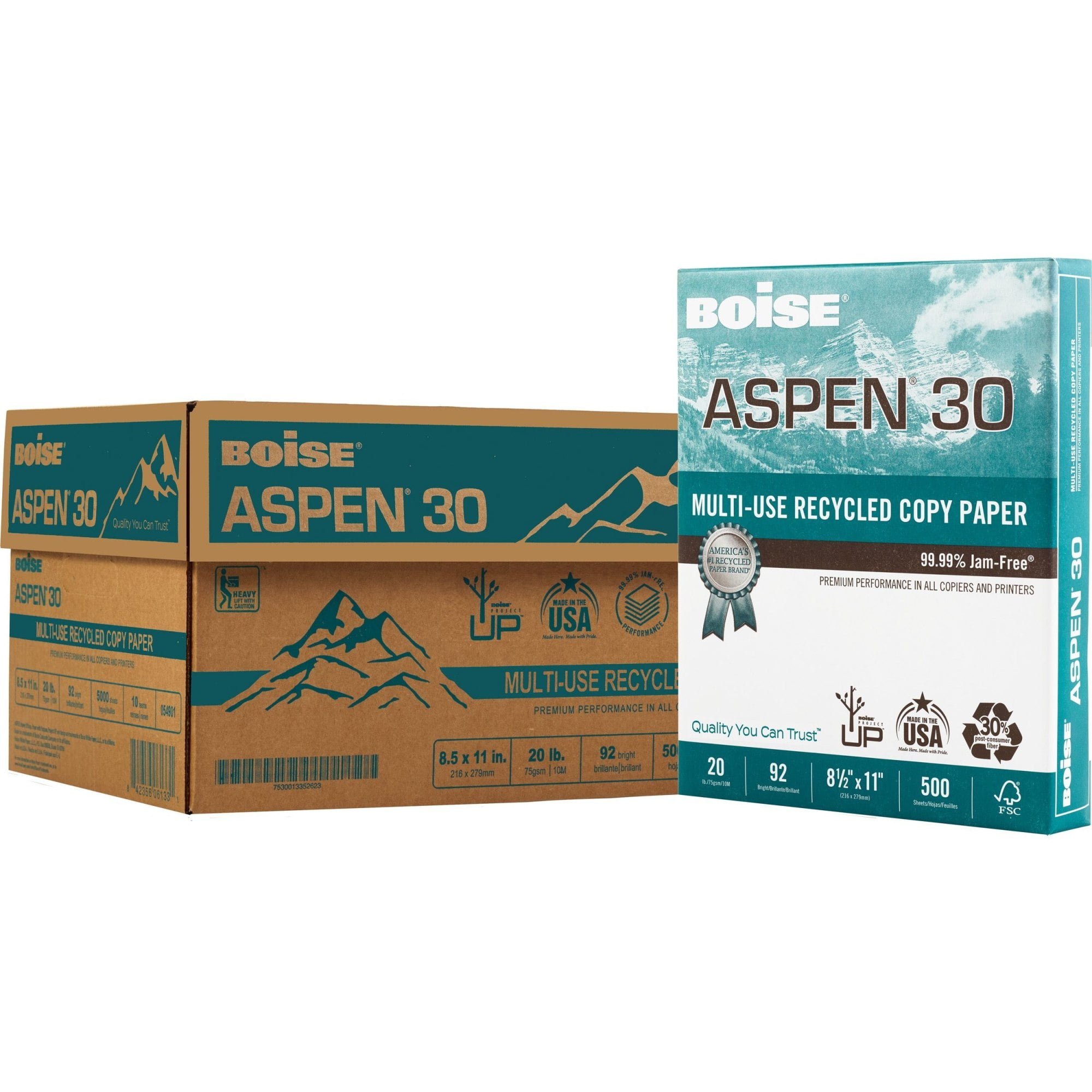 Aspen 8.5 x 11 Paper 500 Sheets/Ream 30% Recycled