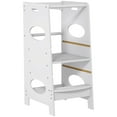 thumbnail image 1 of HOMCOM Toddler Tower Kitchen Helper with 3-Level Adjustable Height, Heavy-Duty Kids Step Stool with Safety Rail, Grey, 1 of 9