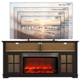 thumbnail image 5 of UHOMEPRO 63 Inch Electric Fireplace TV Stand for TVs up to 70 Inch, Fireplace Entertainment Center with 30 Inch Fireplace, LED Lights, Modern TV Console Table for Living Room, Black, 5 of 10