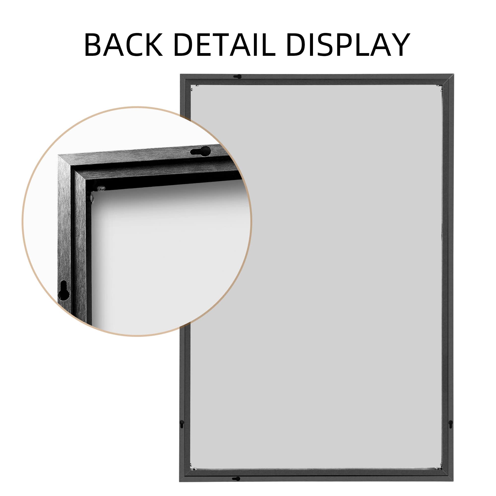MAYEERTY 51"x31" Aluminum Alloy Thin-Frame Right-Angle Rectangular Full-Length Mirror，No Stand