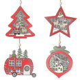 thumbnail image 2 of 1pc Hollow Wooden Christmas Tree Car Creative Pendant With Led Light For Home, 2 of 4
