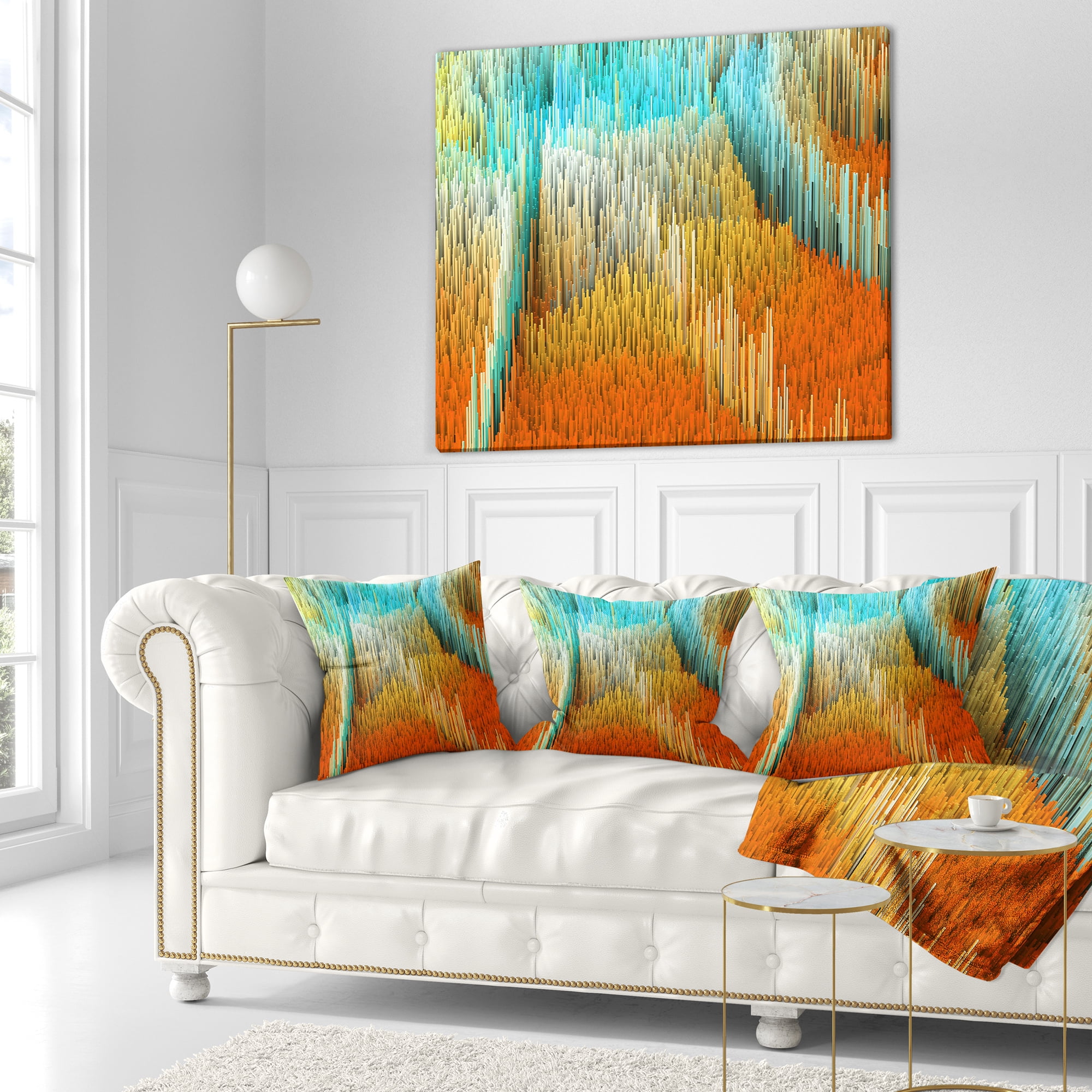 Designart Macro Render Structure Yellow Orange - Contemporary Throw Pillow - 16x16
