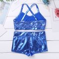 thumbnail image 3 of Raenseen Kids Girls 2-Piece Sports Dance Outfits Crop Tops with Booty Shorts Gymnastics Workout Light_Blue 10, 3 of 5