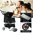 thumbnail image 5 of HYJY 3 Wheels Pet Stroller Dog Cat Cage Jogger Stroller for Medium Small Dogs Cats Travel Folding Carrier Waterproof Puppy Stroller with Cup Holder & Removable Liner,Black, 5 of 7