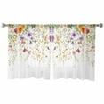 thumbnail image 3 of Spring Floral Sheer Curtains 54 Inches Length 2 Panels Set, Window Sheer Curtains for Living Room/Bedroom, Watercolor Leaves Wildflower Pastoral Light Filtering Rod Pocket Curtain 52'' x 54'' x 2, 3 of 7
