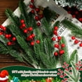 thumbnail image 6 of 1 Pcs Artificial Pine Branches with Red Berries 10.23 Inch Christmas Greenery Stems Faux Evergreen Pine Needles for Wreaths Garlands Centerpieces DIY Crafts Home Christmas Decor, 6 of 7