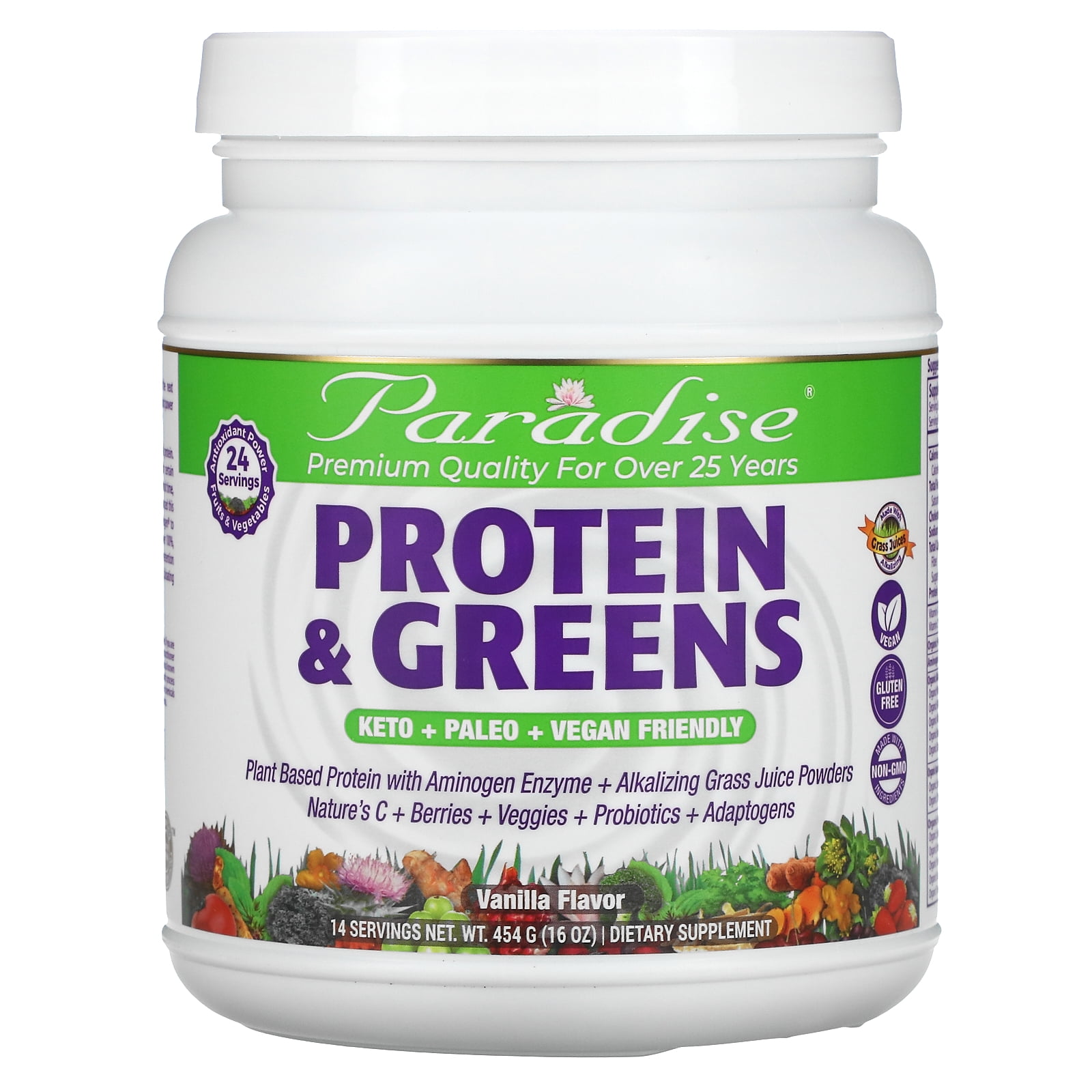 Paradise Herbs ORAC Energy Protein & Greens, Vanilla Flavor, Non GMO