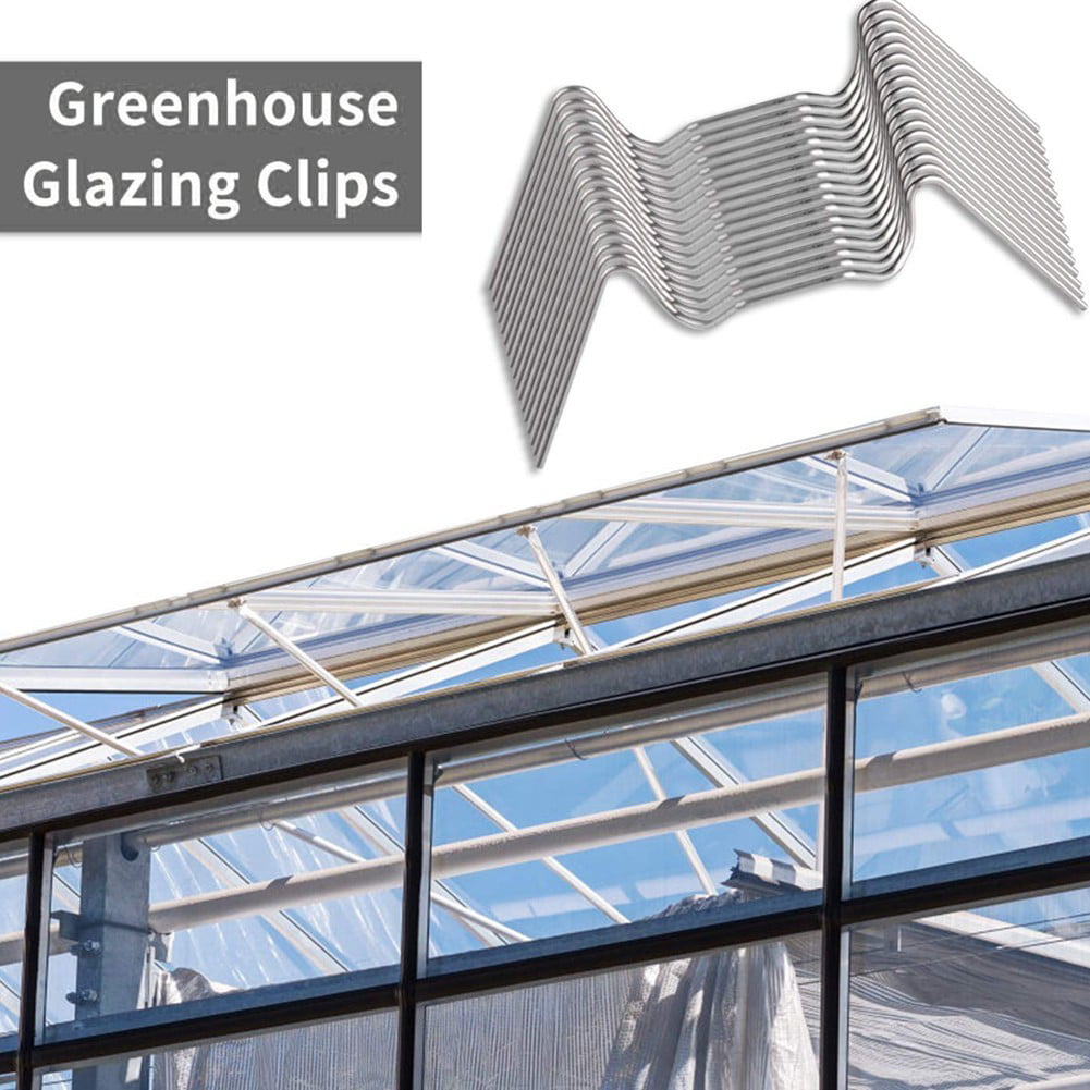 Pack 50 Galvanised Wire Glass Greenhouse Glazing Clips 'W' Clips 