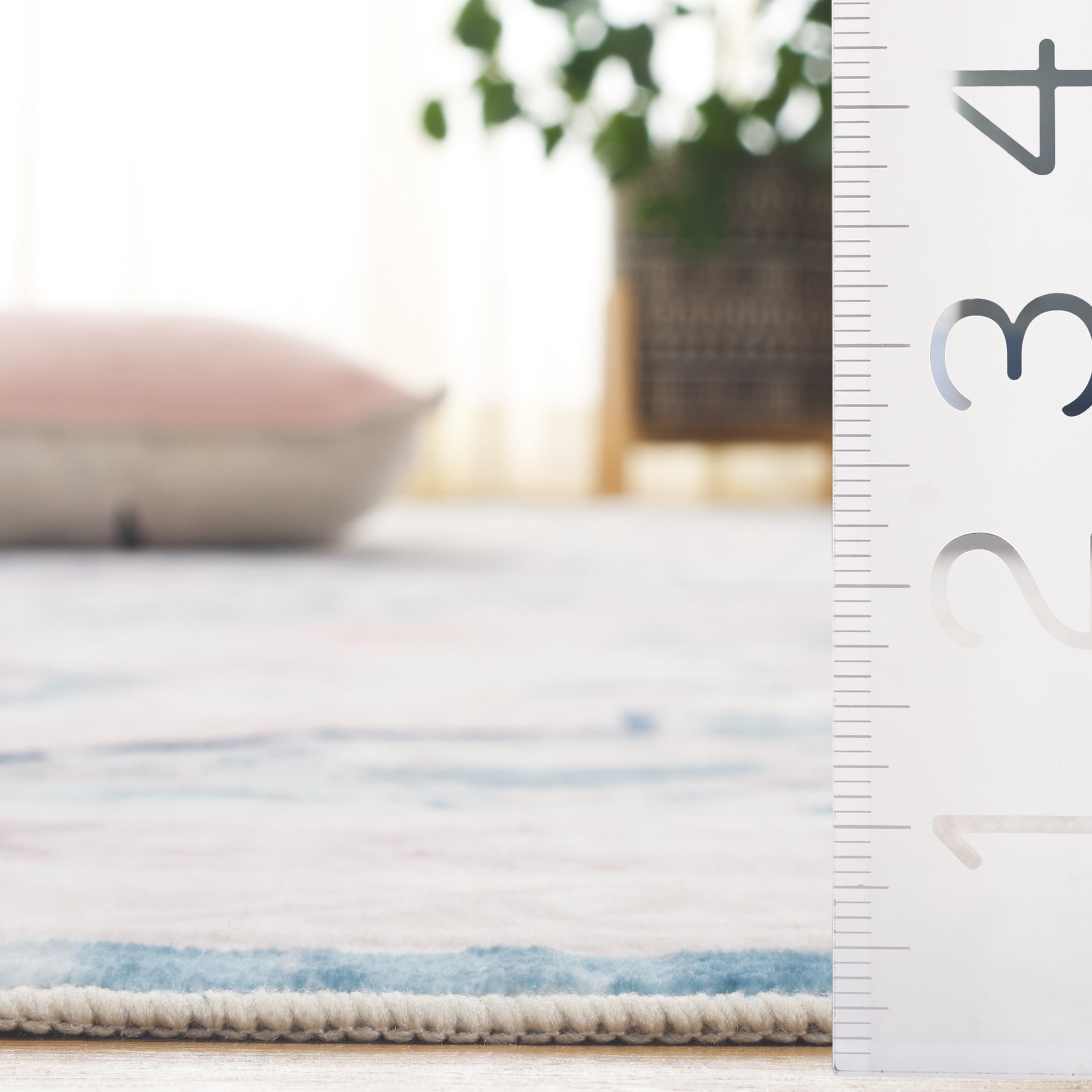 SAFAVIEH Arizona Desi Medallion Polyester Area Rug, Ivory/Aqua, 6' x 9'