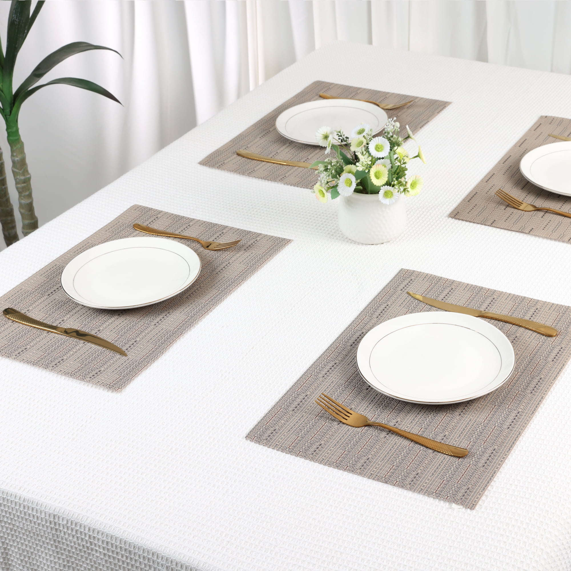 Unique Bargains Polyvinyl Chloride Placemats for Kitchen Heat Resistant Gray